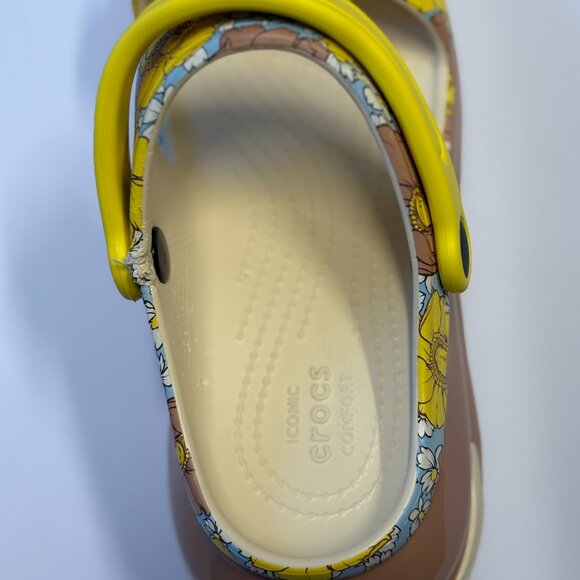 Crocs Mega Crush Retro Floral Sandals 'Vanilla Cork' 208966-1LQ - Picture 3 of 5